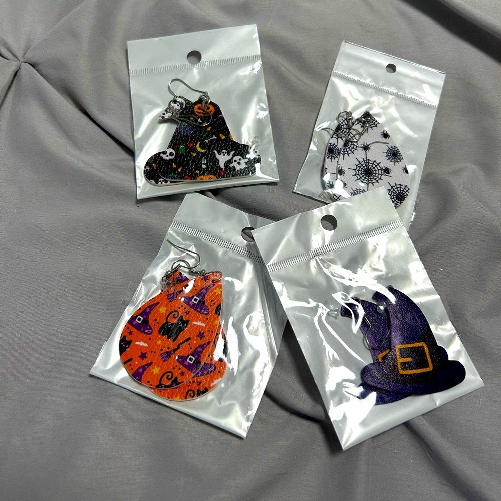 Faux leather Halloween earrings